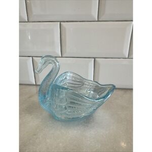 Fenton Imperial Glass Glass Opalescent Light Blue Open Swan Dish 5" Long‎
